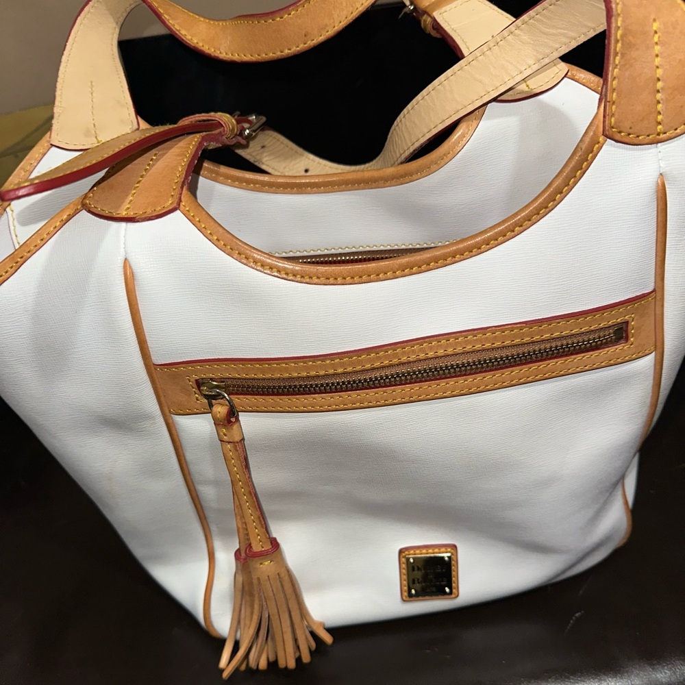 Dooney & Bourke White and Tan Shoulder Bag